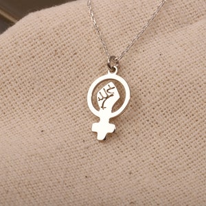 Silver Venus Necklace, Female Symbol Dainty Gold Necklace | Girl Power Choker Pendant Necklace | Empowerment Jewellery | Gift for Her