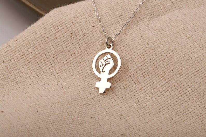 Silver Venus Necklace, Female Symbol Dainty Gold Necklace | Girl Power Choker Pendant Necklace | Empowerment Jewellery | Gift for Her