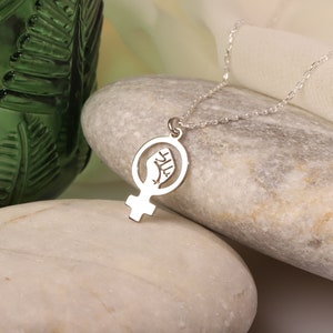 Silver Venus Necklace, Female Symbol Dainty Gold Necklace | Girl Power Choker Pendant Necklace | Empowerment Jewellery | Gift for Her