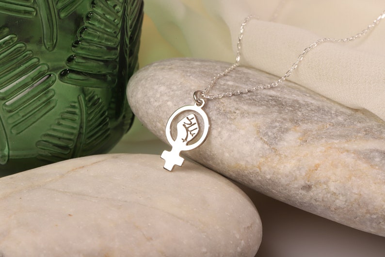 Silver Venus Necklace, Female Symbol Dainty Gold Necklace | Girl Power Choker Pendant Necklace | Empowerment Jewellery | Gift for Her
