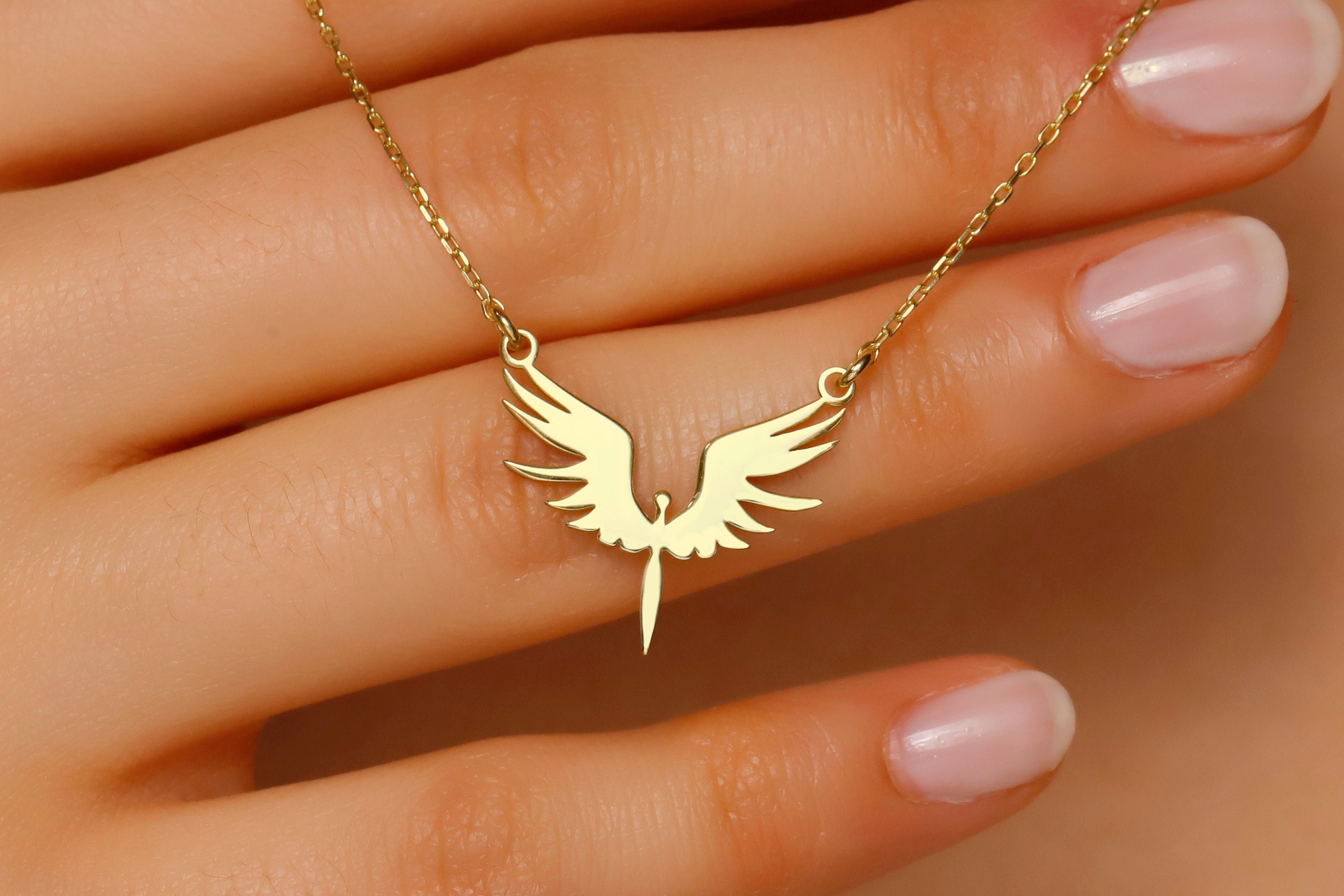 Archangel Michael, Phoenix Necklace, Minimalist Simurgh