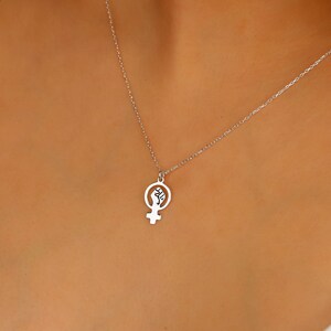 Silver Venus Necklace, Female Symbol Dainty Gold Necklace | Girl Power Choker Pendant Necklace | Empowerment Jewellery | Gift for Her