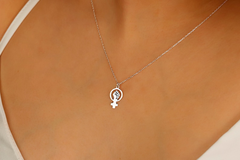 Silver Venus Necklace, Female Symbol Dainty Gold Necklace | Girl Power Choker Pendant Necklace | Empowerment Jewellery | Gift for Her