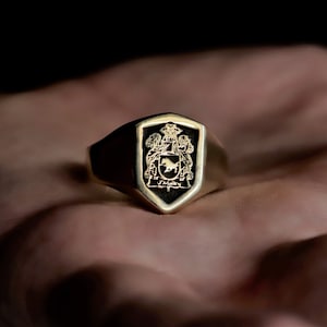 Anillo de escudo familiar único, anillo de escudo de armas, anillo de sello de escudo familiar, anillo de sello personalizado, anillo de sello de cera personalizado, regalo para ella / él imagen 6