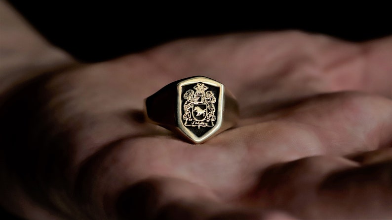 Anillo de escudo familiar único, anillo de escudo de armas, anillo de sello de escudo familiar, anillo de sello personalizado, anillo de sello de cera personalizado, regalo para ella / él imagen 6