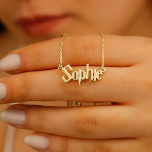Wizard Harry P. Font Necklace, Magical Nameplate Necklace for Women, Fantastic Dainty Gold Necklace, Custom Necklace with Name Birthday Gift