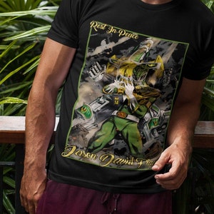 Rest In Peace Green Ranger Jason David Frank Retro Power Rangers Green Dragonzord Tee