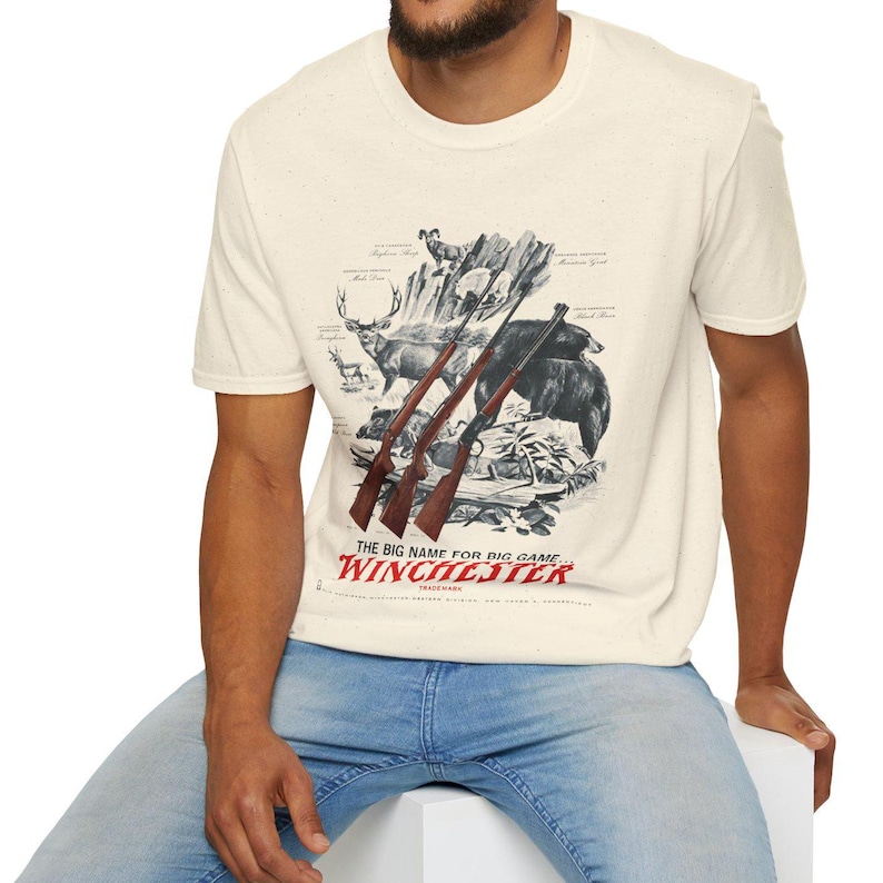 Vintage Deer Hunter Rifle Unisex Softstyle T-shirt, Retro Hunting Tee ...