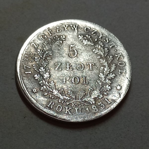 Moneta 5 zloty 1831 Polonia (Rivolta di novembre)