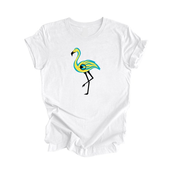 The Flamingo Bahamas - Bahamian Gift T-Shirt, Bahamas Present, National Symbol Tee Shirt, Carribean Shirt, 242 Area Code Shirt, Nassau Shirt