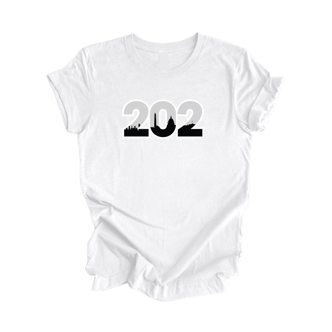202 Washington D.C. USA Area Code City Skyline Gift - Unisex T-shirt ...