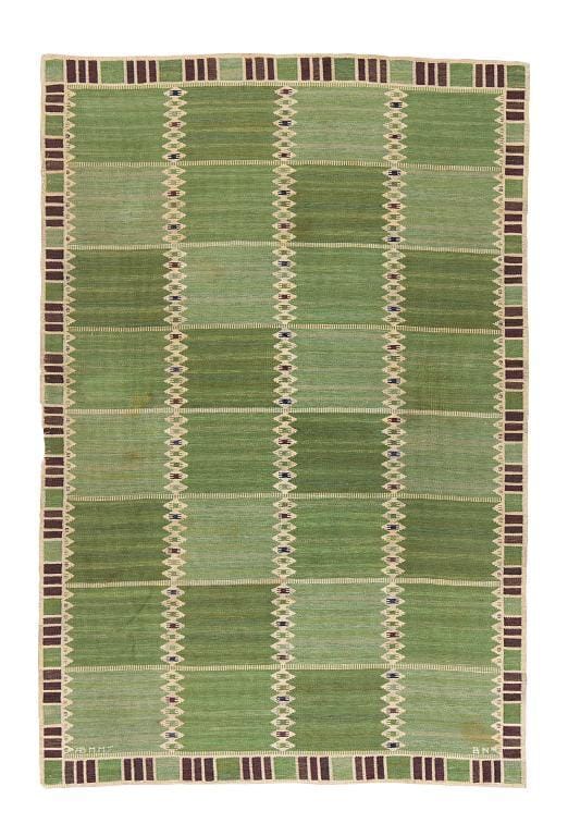 Vintage Green Scandinavian Kilim Rug | Handwoven Wool Flat Weave | Minimalist Nordic Carpet | Geometric Boho Area Rug | 1950s Design