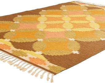 Swedish Kilim Rug Inspired by Marianne Richter – Handwoven Wool Area Rug 5x8, 8x10 – Custom Size Flat Weave for Living Room or Bedroom.