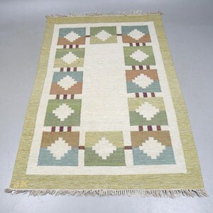 Swedish Marianne Richer inspired kilim rug Very High Demand with wool and cotton handmad carl Malmsten capelle Flat weave carpet Custom Size