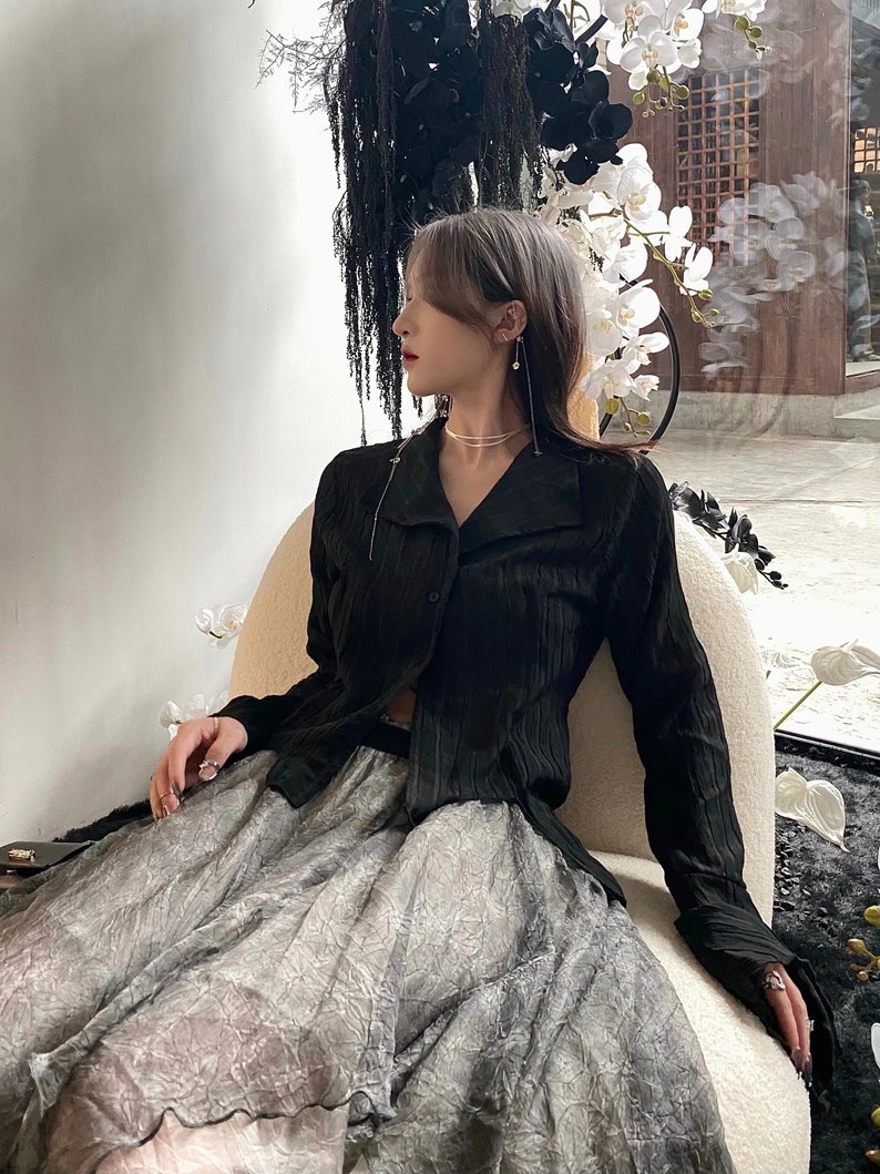 Dark Aesthetic Gothic Blouses Women Irregular Designer Clothes - Etsy