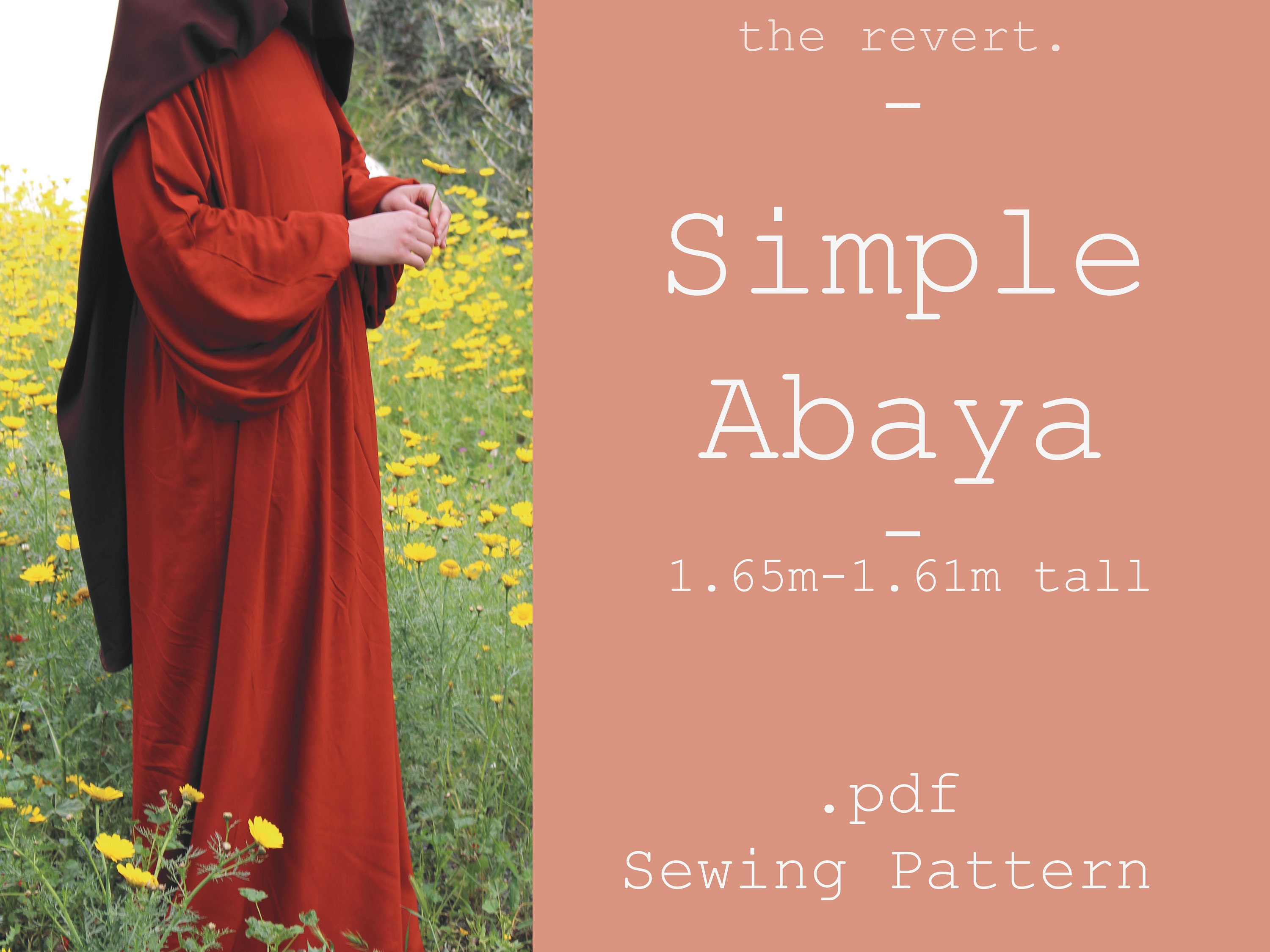 Simple Abaya Sewing Pattern .pdf 1.65m1.61m Tall Etsy