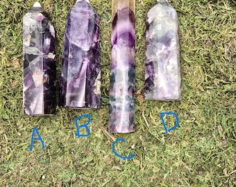 Fluorite Crystal Tower • Choose A–D • Rainbow Point • Polished Standing Crystal • Focus & Clarity Stone