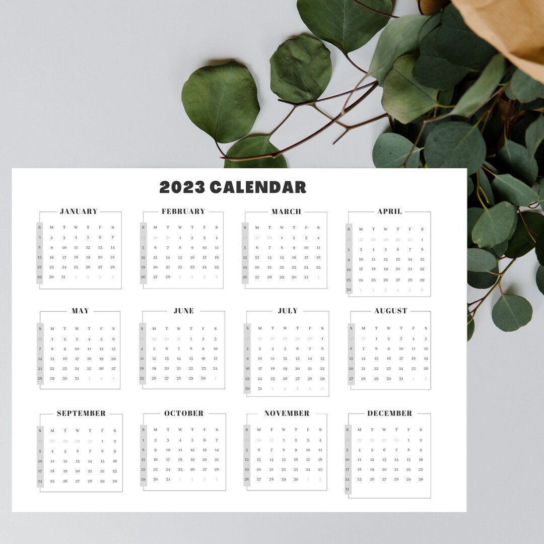 2023 Printable Calendar Yearly Calendar Minimalist Calendar Etsy