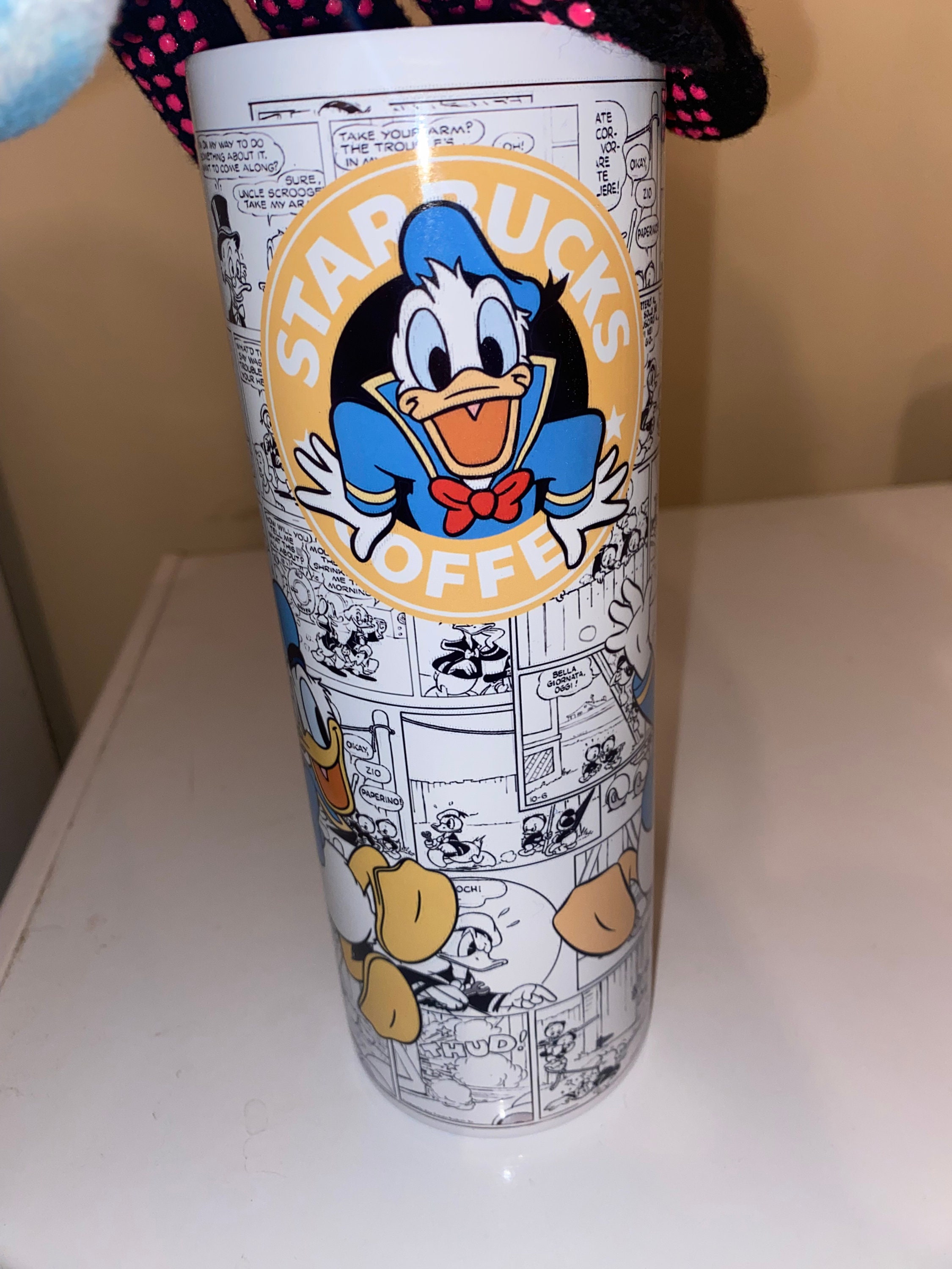 Donald Duck Clear Frosted Starbucks Cold Drink Cup - iTeeUS