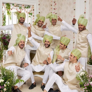 Lady Dwiza Indian Royal Designer ethnische Hochzeitskleidung Traditionelle Trauzeugen Kurta Pyjama Mit Nehru Jacke für Männer