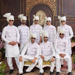 Lady Dwiza Indian Royal Designer ethnische Hochzeitskleidung Traditionelle Trauzeugen Kurta Pyjama Mit Nehru Jacke für Männer