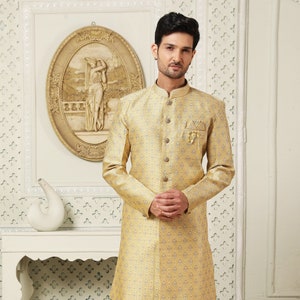 Lady Dwiza Indian Royal Designer Ethnic Wedding Wear Traditional Groom Dress Indo Western Sherwani for Men