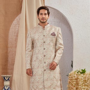 Lady Dwiza Multicolor Indian Royal Designer Ethnic Wedding Wear Traditional Groom Dress Indo Western Sherwani for Men