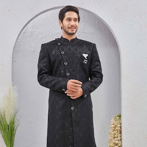 Lady Dwiza Indian Royal Designer Ethnic Wedding Wear Traditional Groom Dress Indo Western Sherwani for Men