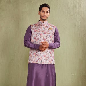 Lady Dwiza Indian Royal Designer Ethnic Wedding Wear Traditional Groomsmen  Kurta Pajama With Nehru Jacket for Men