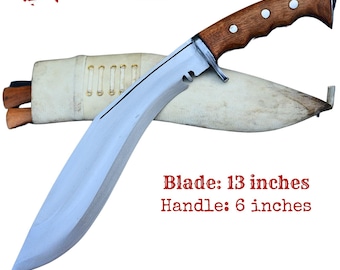13&quot; Kukri- Handmade Iron Knife- Khukuri Nepal- Gurkha Army Knife- Handcraft sword- Large Blade-Sharp-Small Knife-Daily Use-Sharpen-Easy grip