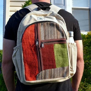 Hemp Backpack-Hippies Bag-Handmade Hemp Bag-Eco friendly laptop bag-school bag-Hemp Bag-Handmade in Nepal- Handcrafted with love-Hemp-
