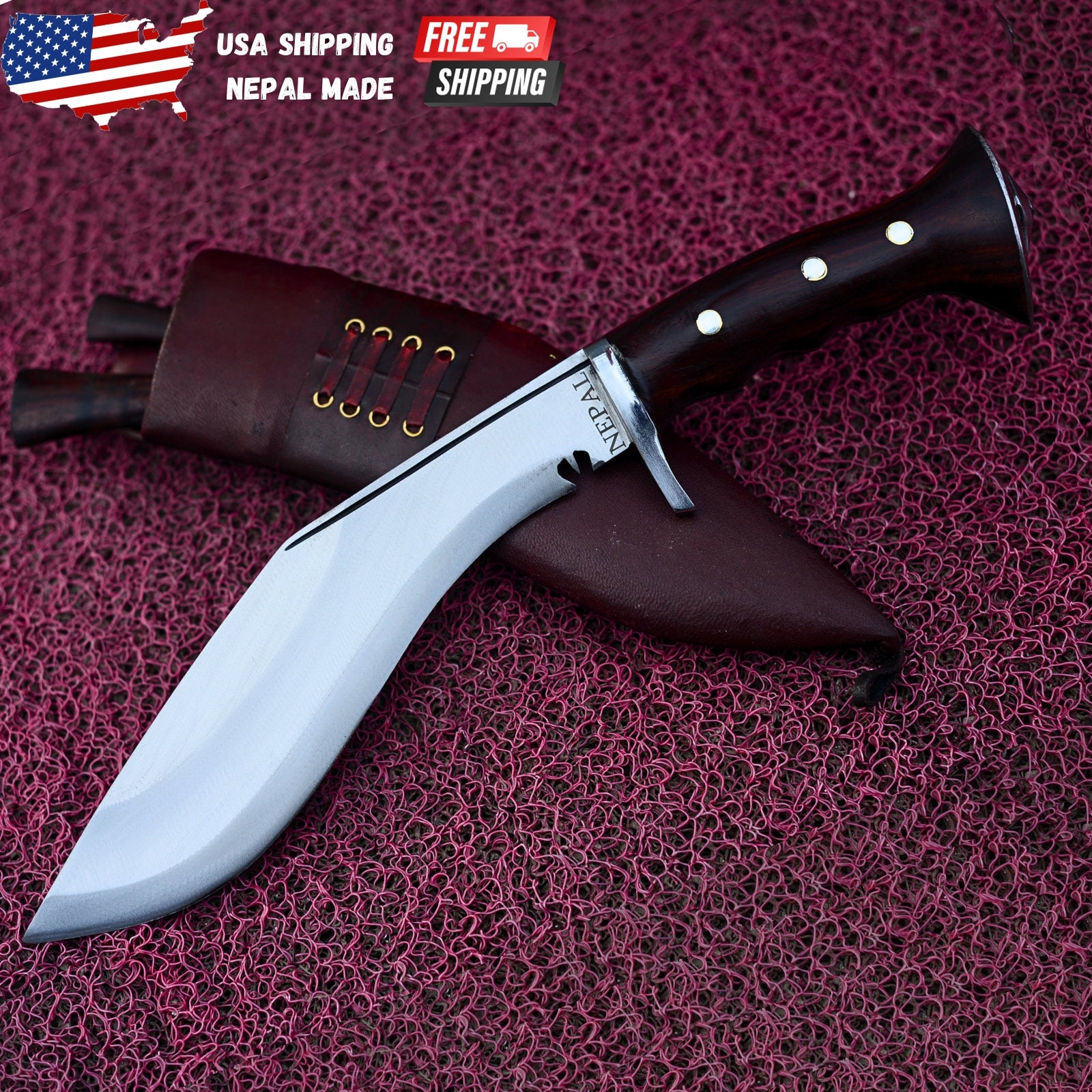 8 inches Traditional Gurkha Iraqi Kukri-Handmade Khukuri-Forged-Full Tang-Sharpen-Mini khukuri-Nepal Bowie-knives-Knife-Red Sword Kukri