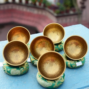 Singing Bowl set-singing bowl set of 7-Chakra healing Set for Meditation-Handmade Singing bowl Bowl Set-Simple Hand Beaten Singing Bowl-