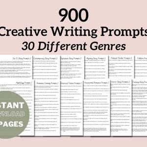 900 Creative Writing Prompts, Short Story Starters, Printable Journal Entries, Printable Writing Inspiration, Storytelling Prompts Prints