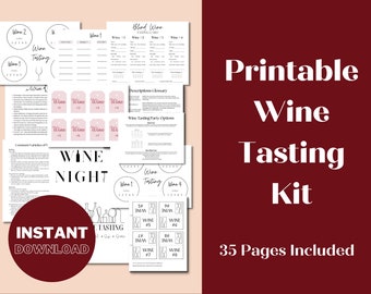 Blind Wine Tasting Kit: Minimalist Placemats, Cards, Tags (Digital Download)