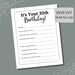 30th Birthday Game Printable, 30 Birthday Party Games, Milestone ...