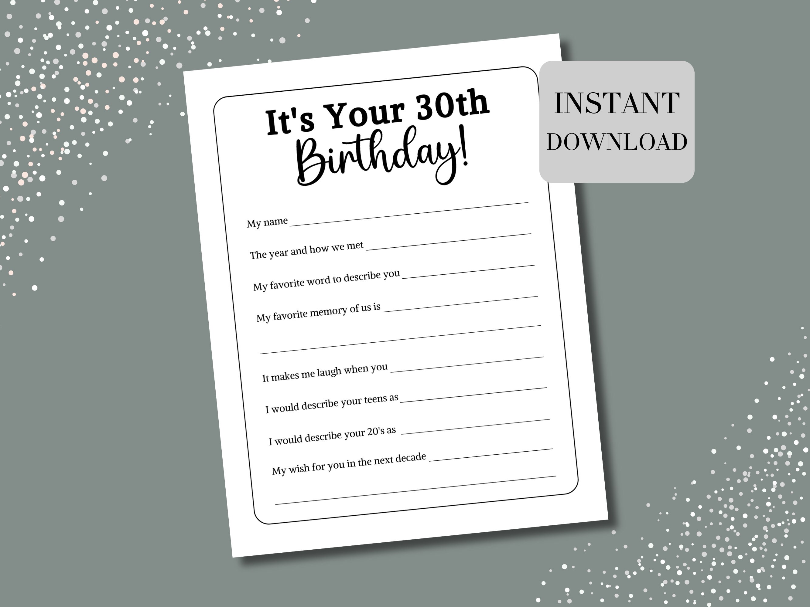 30th Birthday Game Printable, 30 Birthday Party Games, Milestone ...