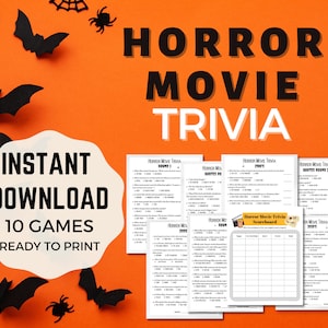 Horror Movie Trivia Game: Printable Halloween Party Games (Digital Download)