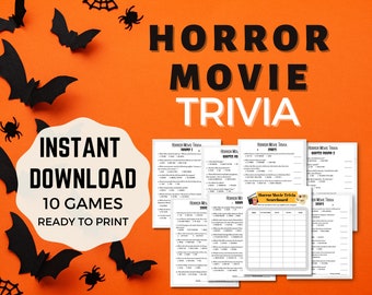 Horror Movie Trivia Game: Printable Halloween Party Games (Digital Download)