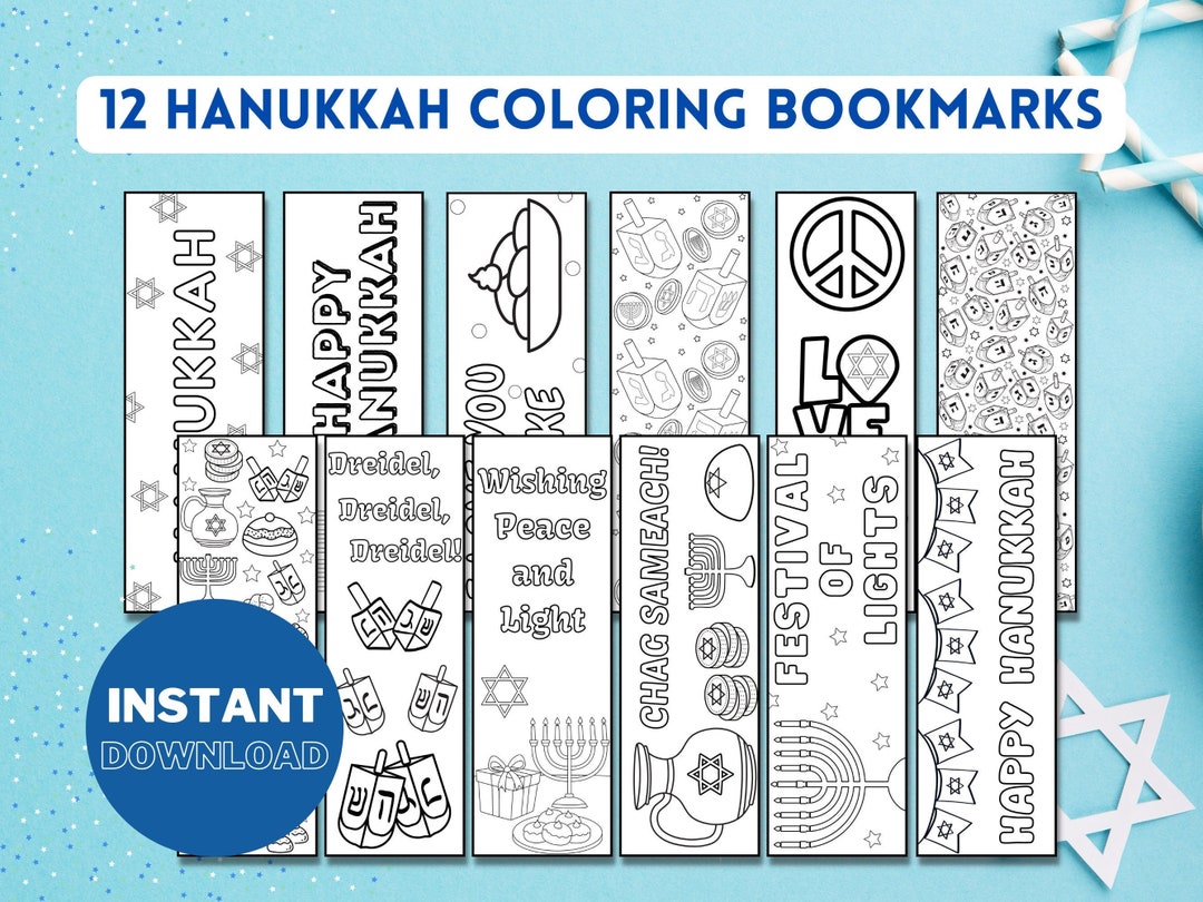 Hanukkah Bookmarks for Kids Printable Hanukkah Favors Etsy