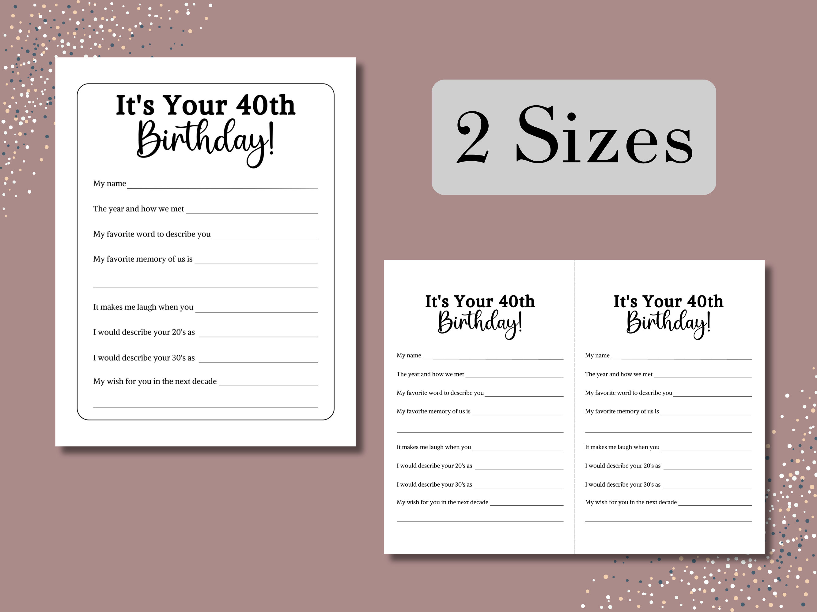 40th Birthday Game Printable, 40 Birthday Party Games, Milestone ...