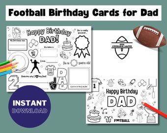 Football Dad Birthday Card: Printable Coloring Page (PDF)