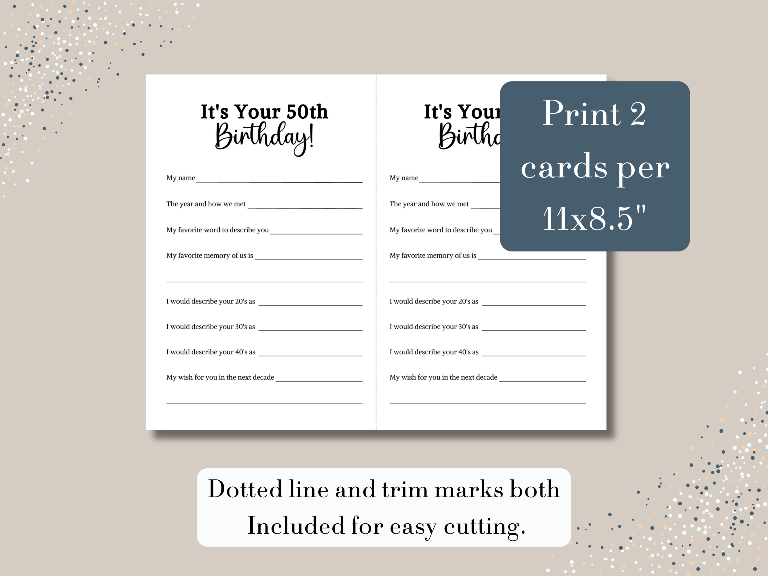 50th Birthday Game Printable, 50 Birthday Party Games, 50 Birthday ...