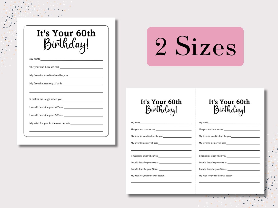 60th Birthday Game Printable, 60 Birthday Party Games, Milestone ...
