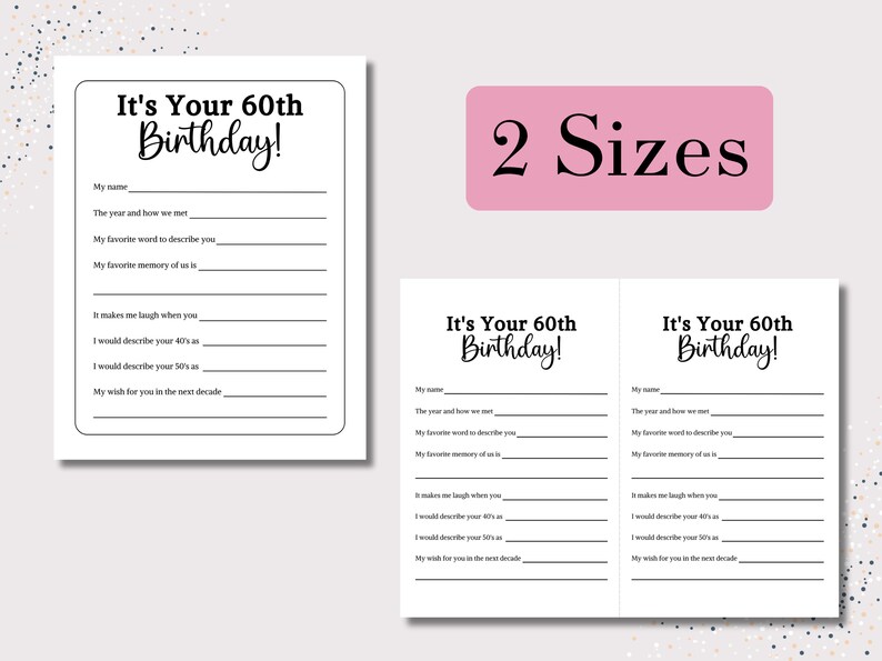 60th Birthday Game Printable, 60 Birthday Party Games, Milestone ...
