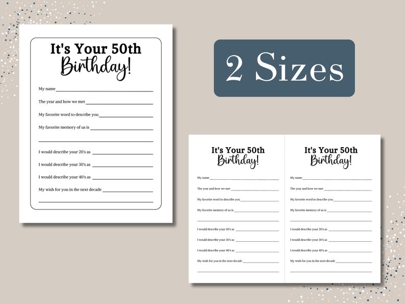 50th Birthday Game Printable, 50 Birthday Party Games, 50 Birthday ...