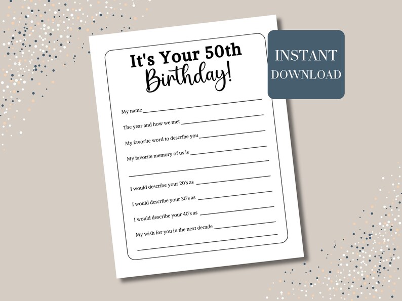 50th Birthday Game Printable, 50 Birthday Party Games, 50 Birthday ...