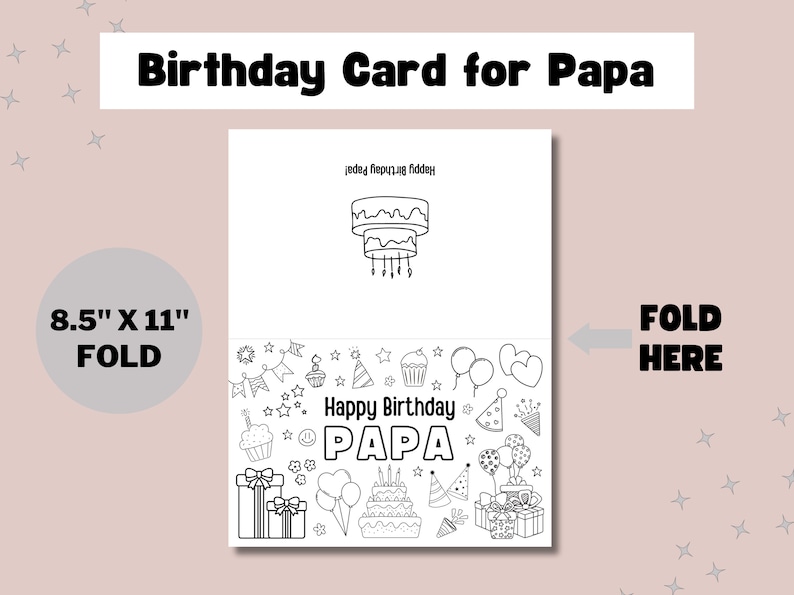 Papa Birthday Coloring Card & Poster: DIY Kids Gift (digital Download ...