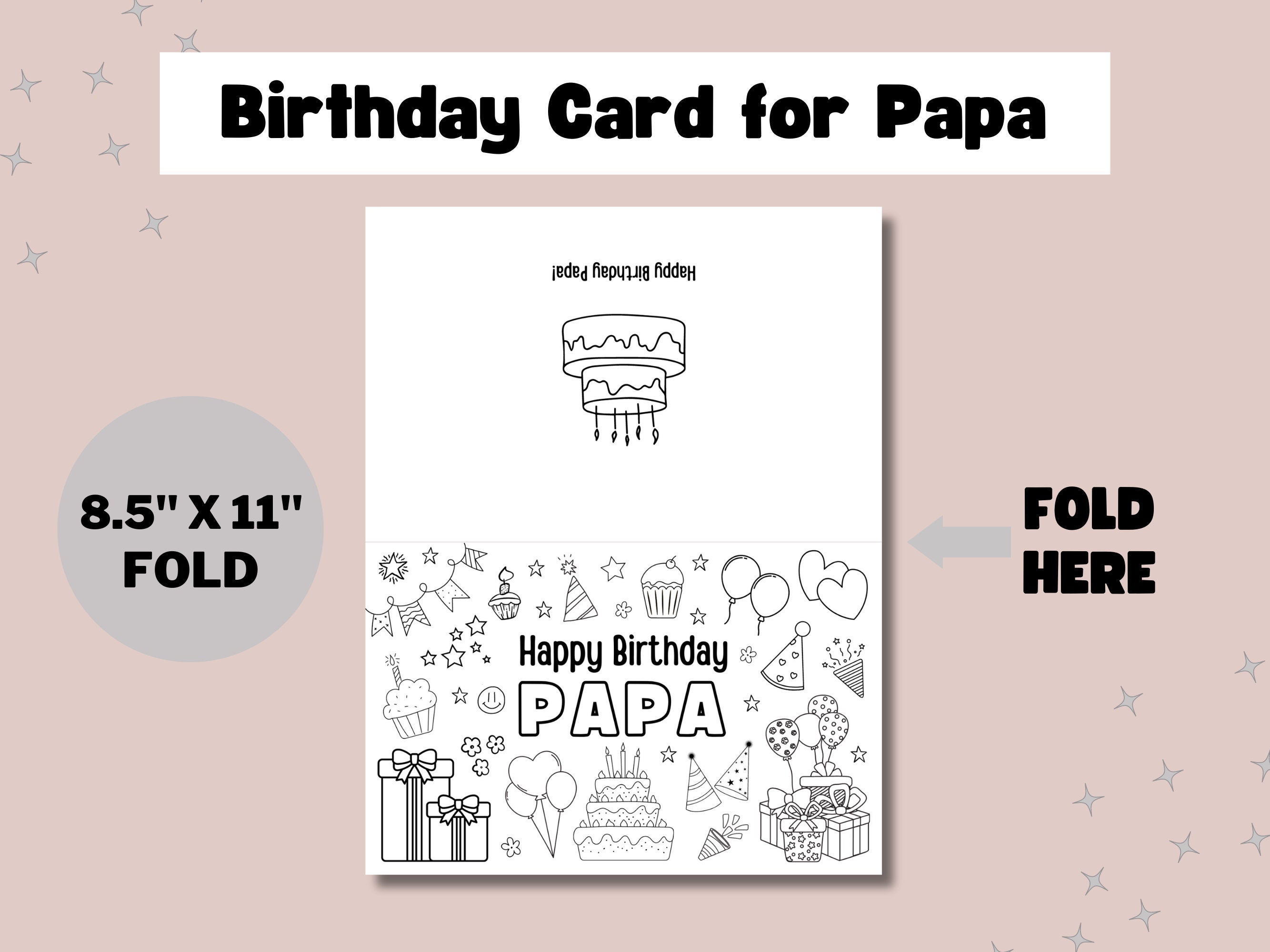 Papa Birthday Coloring Card & Poster: DIY Kids Gift (digital Download ...