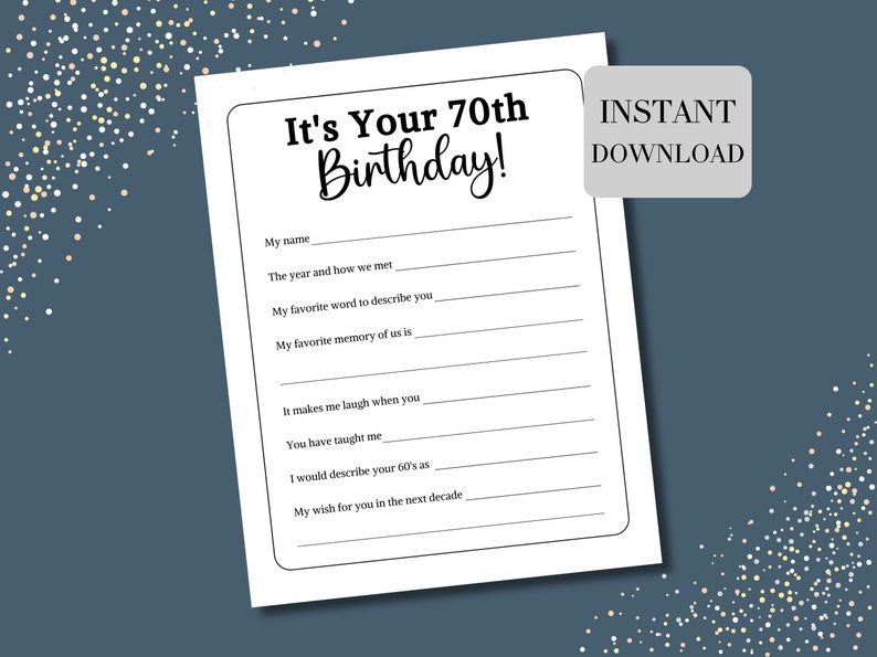 70th Birthday Game Printable, 70 Birthday Party Games, Milestone ...